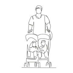 dad with twins stroller