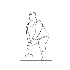 fat woman working out with a kettlebell