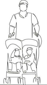 teacher reading to students line art clip art preview