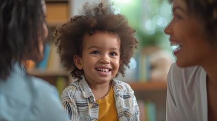 close-up stock photo of a parent participating in an early intervention session with their child