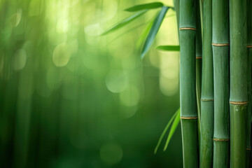 Fototapeta na wymiar A Bamboo Tree With Green Leaves in the Background