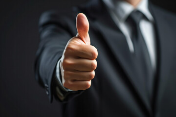 Smiling Man in Suit Giving Thumbs Up