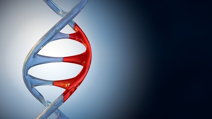 3d rendering of DNA editing technique called CRISPR, to replace defective DNA with a healthy copy