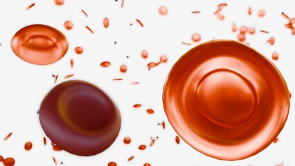 3d rendering of hypochromic red blood cells are red blood cells that have less color than normal when examined under a microscope. 