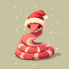 New Year 2025 Christmas snake illustration digital art