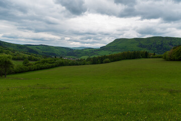 Springtime bellow Vapec hill in Starzovske vrchy mountains in Slovakia