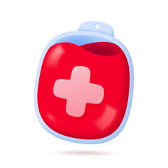 Fototapeta premium 3D blood bag. Concept of donating blood to save lives in emergency accidents. 3D vector Illustration.