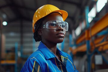 Professional engineer black women, worker, woman African mechanical, maintenance, check in factory, warehouse Workshop for factory operators, engineering women training. Business factory