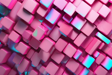 holographic background pink menthol cubes, abstract, shiny, texture, shining