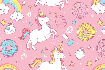 cute unicorn on pink background