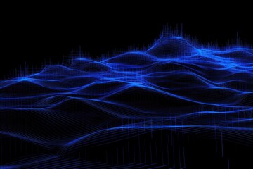 Abstract futuristic background. Wave of dots and lines. Big data visualization. Visual information complexity. Network connection structure. The musical stream of sounds.