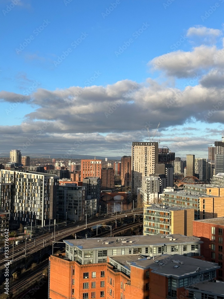 Canvas Prints Aerial view of Manchester skyline with modern buildings and landmarks. Manchester England. 