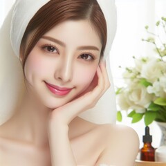 Obraz na płótnie Canvas Beautiful asian woman in spa beauty salon