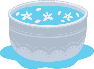 Jasmine In Water Bowl Thai Songkran Festival Illustration