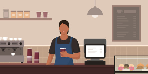 Woman working in a coffee shop