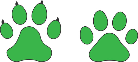 Dog and cat pawprint. Different animal paw print vector illustrations. © Anton