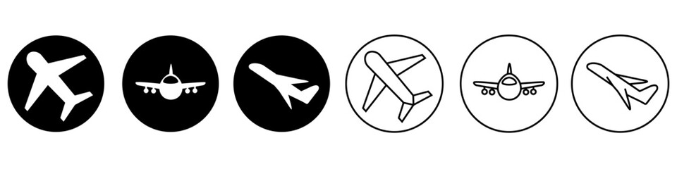 Air flight vector icon set. route illustration sign collection. air tickets symbol. travel logo or mark.