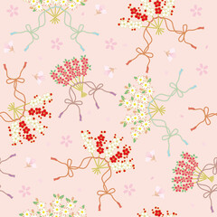 Vector seamless pattern of hand fan decorated with flowers, classic Japanese pattern