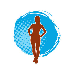 Silhouette of a slim female model in sexy pose. 