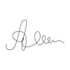 Abstract Doodle Autograph. Fictitious Signature from  letter A isolated white background. Swirl Signature. Vector illustration can used template for certificate and documents. EPS 10 Editable stroke