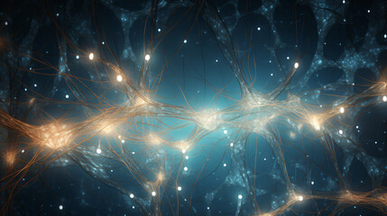 Neurons under strong magnification  neural - obrazy, fototapety, plakaty