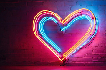 Rainbow neon love heart