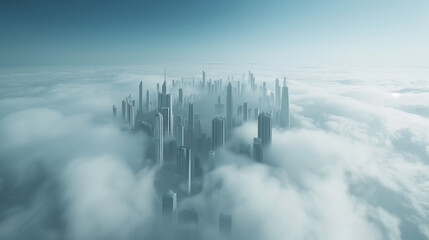 雲海から現れた都市　未来都市イメージ