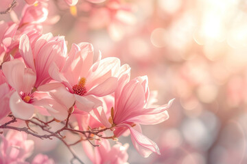 Pink Flowers Blooming on a Tree