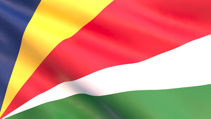 Obraz premium 3D render - the national flag of Seychelles fluttering in the wind