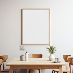 Blank Frame in a Scandinavian-Style Dining Room