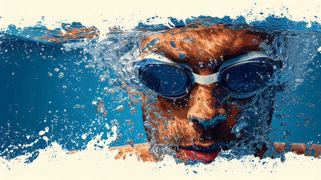 Advertising poster with swimmer