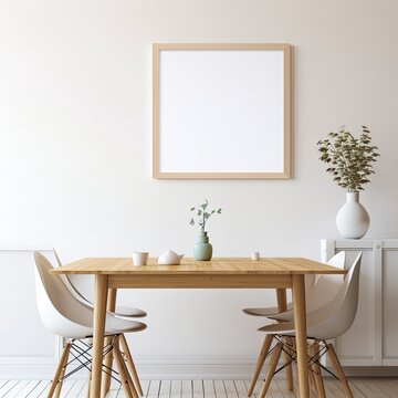 Blank Frame Mockup  in a Scandinavian-Style Dining Room