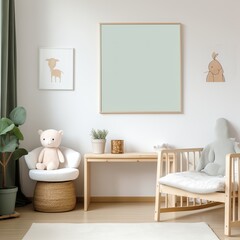 Blank Frame in a Vibrant Nursery Room