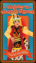 Obraz premium Mayang Rontek Dance Mojokerto Indonesia culture cell shaded hand drawn illustration