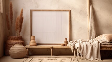Empty Frame in Nomadic Boho Interior
