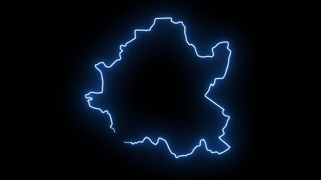 Wolverhampton map in england with glowing neon effect