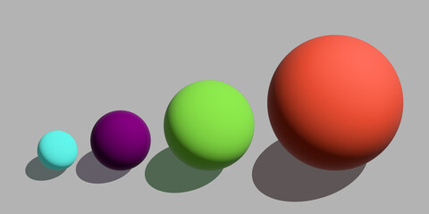 Set of vector spheres and balls on a gray background