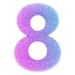8 number gradient glitter