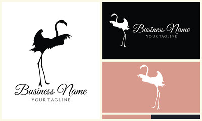 silhouette stork flamingo logo template