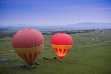Lot balonem nad Masai Mara  Park narodowy Kenya - obrazy, fototapety, plakaty
