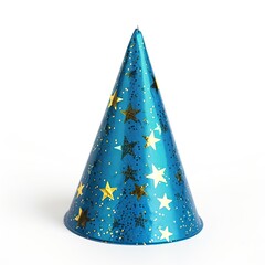 Blue birthday party hat isolated on white background