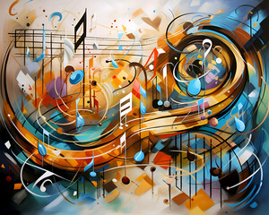 abstract music background with notes.  illustration.