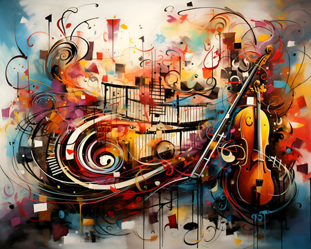 abstract music background with violin and notes. illustration in  format