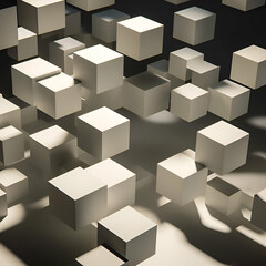 Abstract background with white cubes. 3D render. 3D illustration.