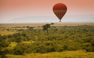 Lot balonem nad Masai Mara  Park narodowy Kenya