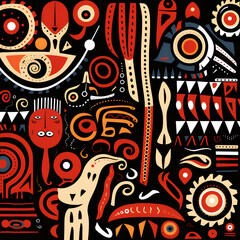 Seamless pattern with ethnic elements. Hand drawn  illustration.