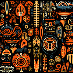 Seamless pattern with african tribal elements.  illustration.
