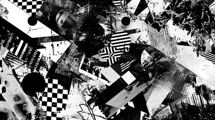 Black & White Maelstrom, Grunge Textures in Minimalist Collage