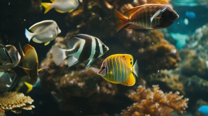 Naklejka na ściany i meble Vibrant Tropical Fish and Colorful Coral Reef AI Generated