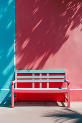 Minimalist Urban Bench with Pastel Background for Modern City Lifestyle and Public Space Design Concepts